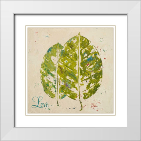 Green Love and Hope I White Modern Wood Framed Art Print with Double Matting by Pinto, Patricia