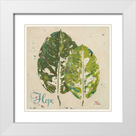 Green Love and Hope II White Modern Wood Framed Art Print with Double Matting by Pinto, Patricia