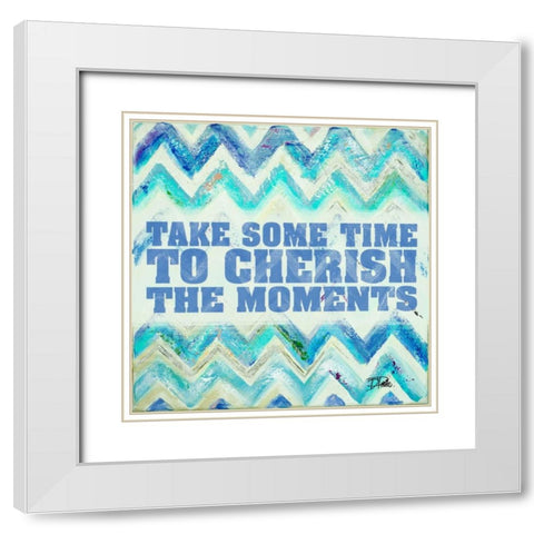 Blue Zig Zag White Modern Wood Framed Art Print with Double Matting by Pinto, Patricia