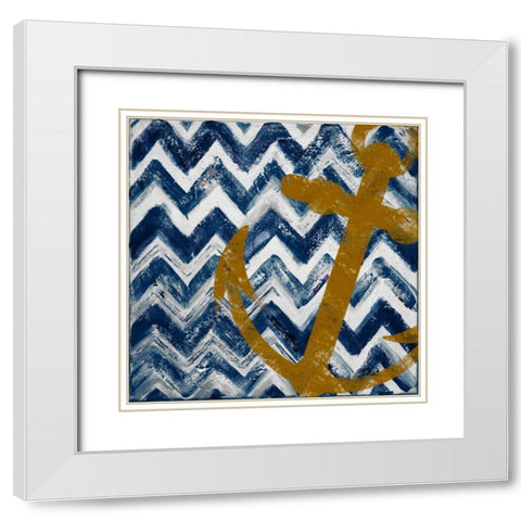 Nautical Chevron I White Modern Wood Framed Art Print with Double Matting by Pinto, Patricia