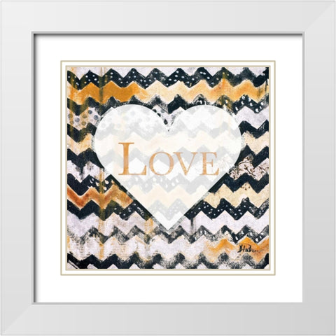Love and Peace Square I White Modern Wood Framed Art Print with Double Matting by Pinto, Patricia