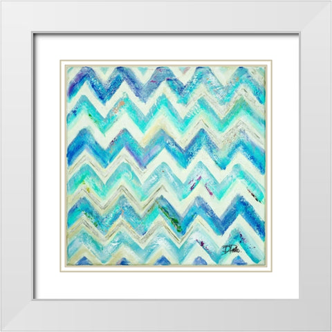 Blue Zig Zag White Modern Wood Framed Art Print with Double Matting by Pinto, Patricia