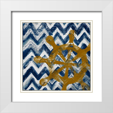 Nautical Chevron II White Modern Wood Framed Art Print with Double Matting by Pinto, Patricia