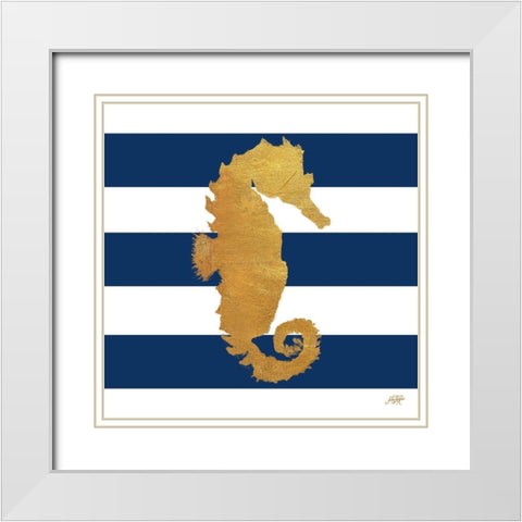 Sea Creatures on Stripes I White Modern Wood Framed Art Print with Double Matting by DeRice, Julie