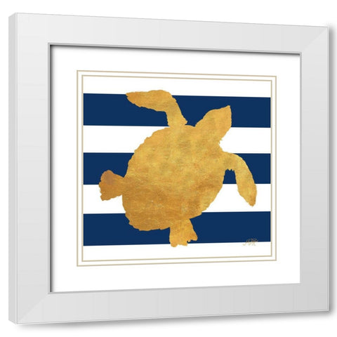 Sea Creatures on Stripes III White Modern Wood Framed Art Print with Double Matting by DeRice, Julie