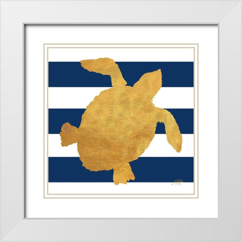 Sea Creatures on Stripes III White Modern Wood Framed Art Print with Double Matting by DeRice, Julie