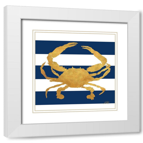Sea Creatures on Stripes V White Modern Wood Framed Art Print with Double Matting by DeRice, Julie