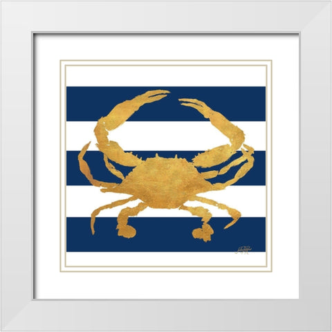 Sea Creatures on Stripes V White Modern Wood Framed Art Print with Double Matting by DeRice, Julie
