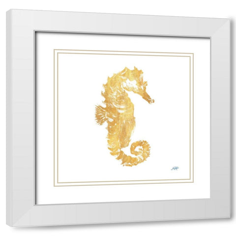 Gold Square Seahorse I White Modern Wood Framed Art Print with Double Matting by DeRice, Julie