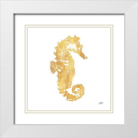 Gold Square Seahorse I White Modern Wood Framed Art Print with Double Matting by DeRice, Julie