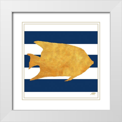 Sea Creatures on Stripes II White Modern Wood Framed Art Print with Double Matting by DeRice, Julie