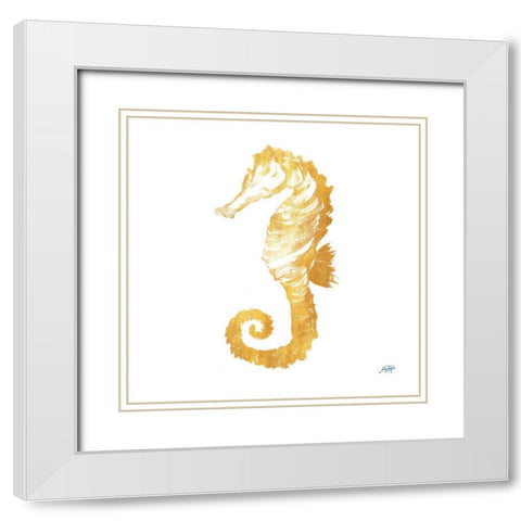 Gold Square Seahorse II White Modern Wood Framed Art Print with Double Matting by DeRice, Julie