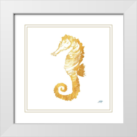 Gold Square Seahorse II White Modern Wood Framed Art Print with Double Matting by DeRice, Julie