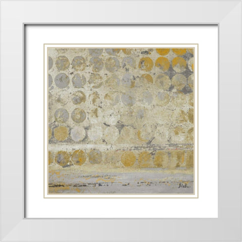Dots on Gold White Modern Wood Framed Art Print with Double Matting by Pinto, Patricia