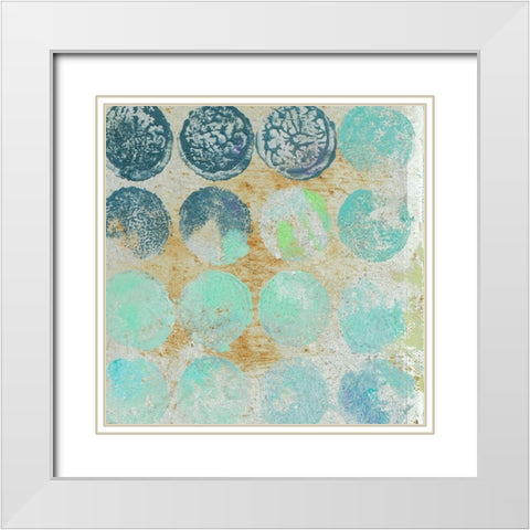Aqua Circles II White Modern Wood Framed Art Print with Double Matting by Pinto, Patricia