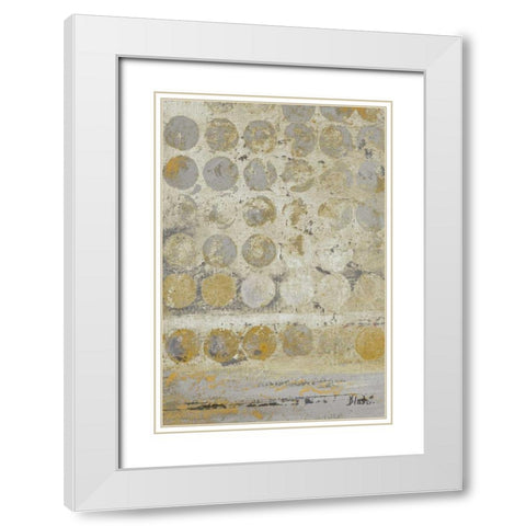 Dots on Gold I White Modern Wood Framed Art Print with Double Matting by Pinto, Patricia