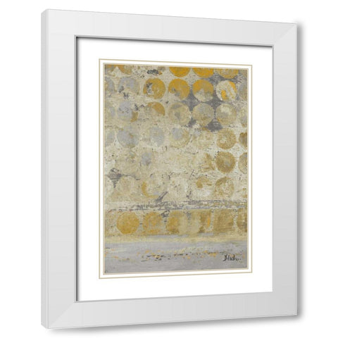 Dots on Gold II White Modern Wood Framed Art Print with Double Matting by Pinto, Patricia