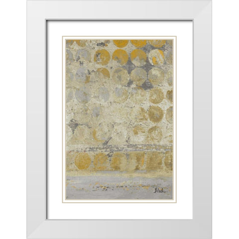 Dots on Gold II White Modern Wood Framed Art Print with Double Matting by Pinto, Patricia