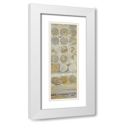 Dots on Gold Panel I White Modern Wood Framed Art Print with Double Matting by Pinto, Patricia