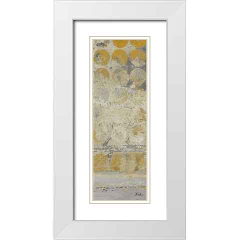 Dots on Gold Panel II White Modern Wood Framed Art Print with Double Matting by Pinto, Patricia