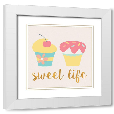 Cupcakes I White Modern Wood Framed Art Print with Double Matting by SD Graphics Studio