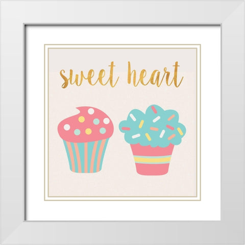 Cupcakes II White Modern Wood Framed Art Print with Double Matting by SD Graphics Studio