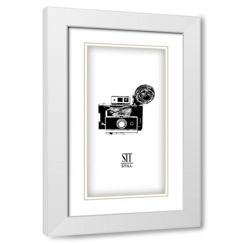 Photoshoot II  (Sit Still) White Modern Wood Framed Art Print with Double Matting by Edwins, Hugo