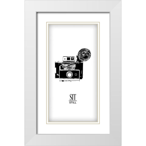 Photoshoot II  (Sit Still) White Modern Wood Framed Art Print with Double Matting by Edwins, Hugo