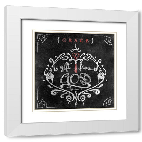 Friends Love II White Modern Wood Framed Art Print with Double Matting by SD Graphics Studio