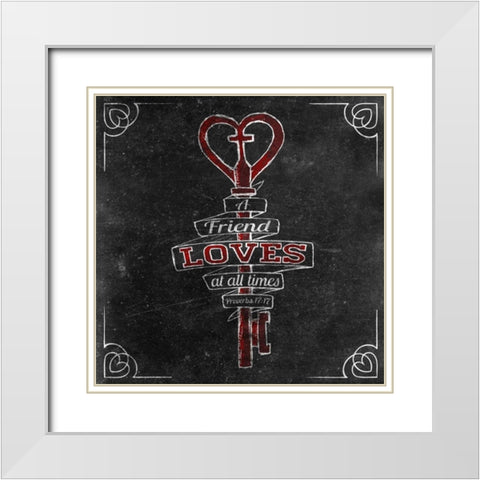 Friends Love Border I White Modern Wood Framed Art Print with Double Matting by Sundance Studio