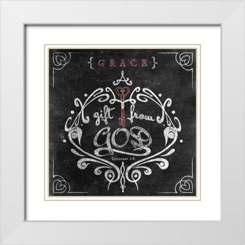 Friends Love Border II White Modern Wood Framed Art Print with Double Matting by Sundance Studio