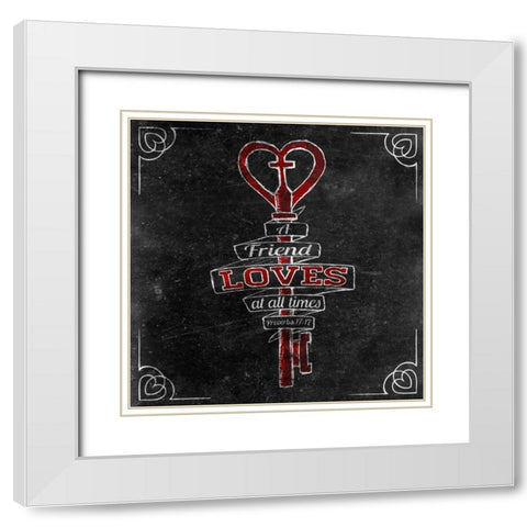 Friends Love I White Modern Wood Framed Art Print with Double Matting by SD Graphics Studio