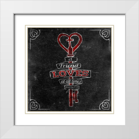 Friends Love I White Modern Wood Framed Art Print with Double Matting by SD Graphics Studio