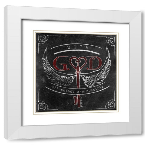 Friends Love Border III White Modern Wood Framed Art Print with Double Matting by Sundance Studio