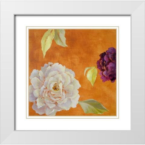 Poetic Peonies II White Modern Wood Framed Art Print with Double Matting by Loreth, Lanie