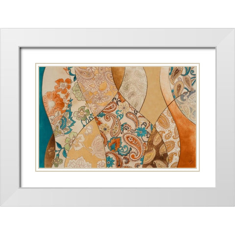 Turquoise Paisley Coalescence White Modern Wood Framed Art Print with Double Matting by Loreth, Lanie