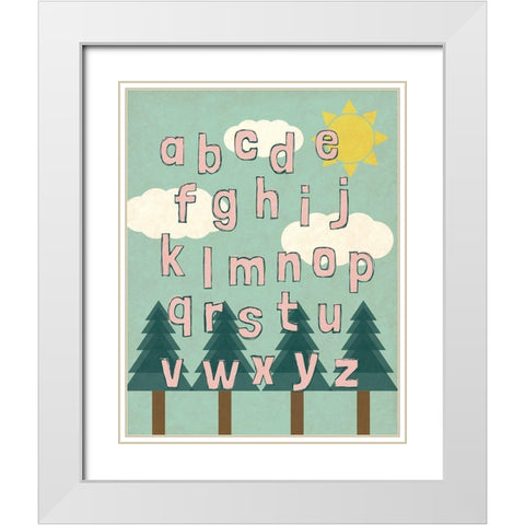 Forest Letters White Modern Wood Framed Art Print with Double Matting by SD Graphics Studio