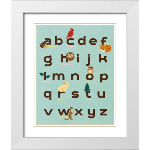 Educational Woodland I White Modern Wood Framed Art Print with Double Matting by SD Graphics Studio