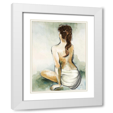 Woman Sitting II White Modern Wood Framed Art Print with Double Matting by Loreth, Lanie