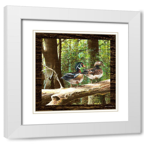 Pairing Up Square II White Modern Wood Framed Art Print with Double Matting by Nawrocke, Bruce