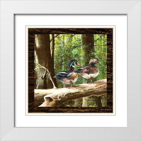 Pairing Up Square II White Modern Wood Framed Art Print with Double Matting by Nawrocke, Bruce