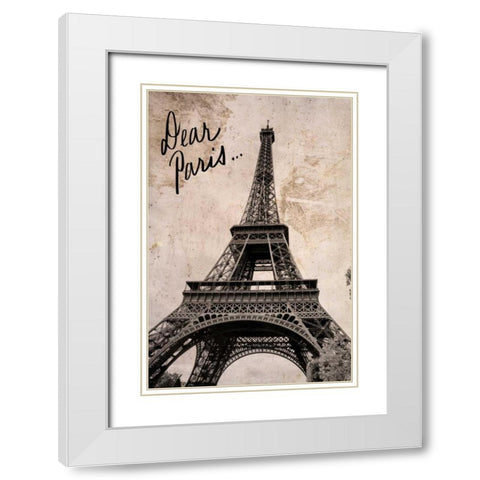 Dear Paris White Modern Wood Framed Art Print with Double Matting by Navas, Emily