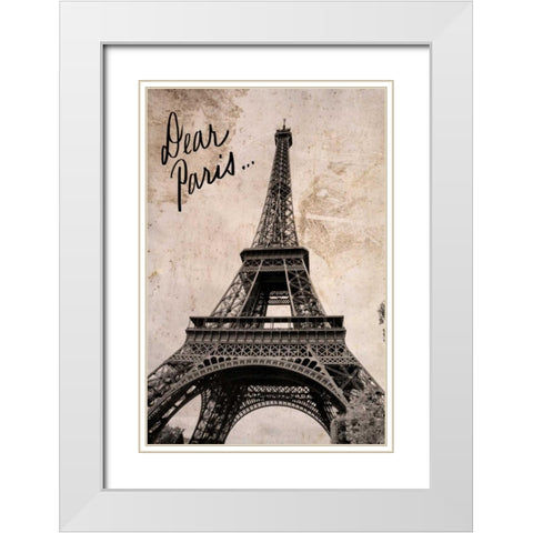 Dear Paris White Modern Wood Framed Art Print with Double Matting by Navas, Emily