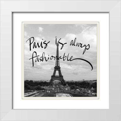 Fashionable Paris White Modern Wood Framed Art Print with Double Matting by Navas, Emily