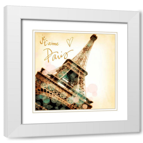 Je, taime Paris White Modern Wood Framed Art Print with Double Matting by Navas, Emily