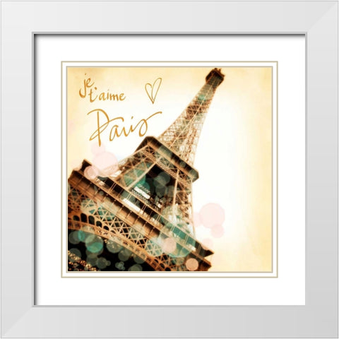 Je, taime Paris White Modern Wood Framed Art Print with Double Matting by Navas, Emily