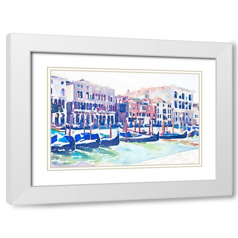 On the Grande Canal White Modern Wood Framed Art Print with Double Matting by Navas, Emily