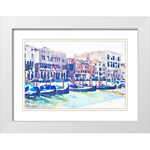 On the Grande Canal White Modern Wood Framed Art Print with Double Matting by Navas, Emily