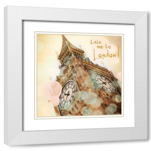 Take Me To London White Modern Wood Framed Art Print with Double Matting by Navas, Emily