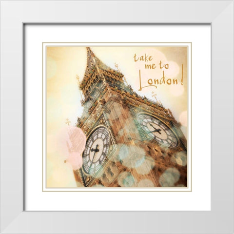 Take Me To London White Modern Wood Framed Art Print with Double Matting by Navas, Emily